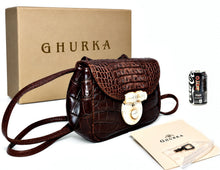 Load image into Gallery viewer, 1997 Ghurka Marley Hodgson Blixen Brown Alligator Skin & Sterling Silver hardware Crossbody Bag