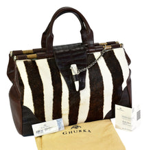 Load image into Gallery viewer, NWT 1997 Ghurka Marley Hodgson Camberley Mandalay Zebra & Alligator Skin Satchel Bag