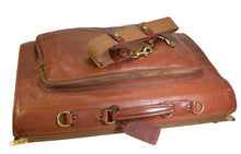 Load image into Gallery viewer, Vintage 1999 Ghurka Marley Hodgson No. 83 PACKET Chestnut Vintage Leather 38 Tri-Fold 2-3 Suit Garment Bag
