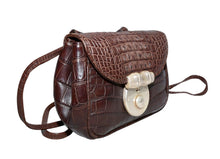 Load image into Gallery viewer, 1997 Ghurka Marley Hodgson Blixen Brown Alligator Skin & Sterling Silver hardware Crossbody Bag