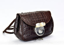 Load image into Gallery viewer, NWT 1997 Ghurka Marley Hodgson Blixen Brown Alligator Skin & Sterling Silver hardware Crossbody Bag