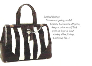 NWT 1997 Ghurka Marley Hodgson Camberley Mandalay Zebra & Alligator Skin Satchel Bag