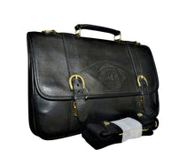 Load image into Gallery viewer, 1998 Vintage Ghurka Marley Hodgson No. 95 “The Counselor” – Black Vintage Leather 38 Business Briefcase / Messenger Crossbody Bag
