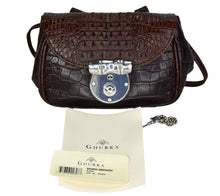 Load image into Gallery viewer, NWT 1997 Ghurka Marley Hodgson Blixen Brown Alligator Skin &amp; Sterling Silver hardware Crossbody Bag
