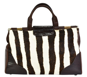 NWT 1997 Ghurka Marley Hodgson Camberley Mandalay Zebra & Alligator Skin Satchel Bag