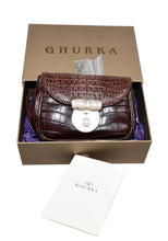 Load image into Gallery viewer, 1997 Ghurka Marley Hodgson Blixen Brown Alligator Skin &amp; Sterling Silver hardware Crossbody Bag
