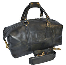 Load image into Gallery viewer, Vintage 1992 Ghurka Marley Hodgson Cavalier No. 96 Black Saddle Leather Duffle Bag
