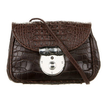 Load image into Gallery viewer, NWT 1997 Ghurka Marley Hodgson Blixen Brown Alligator Skin &amp; Sterling Silver hardware Crossbody Bag
